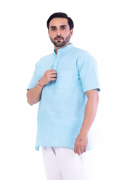 DESHBANDHU DBK Men's Half Sleeve Short Regular Kurta Cotton Ethnic Wear