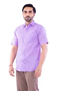 DESHBANDHU DBK Men's Plain Solid 100% Cotton Half Sleeves Regular Fit Formal Shirt's (40, Purple)-thumb3