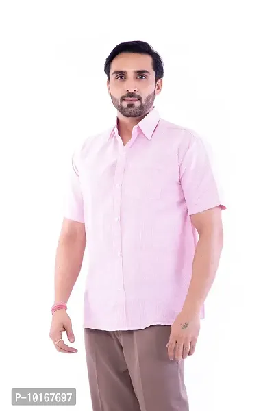 DESHBANDHU DBK Men's Plain Solid 100% Cotton Half Sleeves Regular Fit Formal Shirt's-thumb3