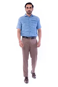 DESHBANDHU DBK Men's Plain Solid 100% Cotton Half Sleeves Regular Fit Formal Shirt's (42, Sky)-thumb4
