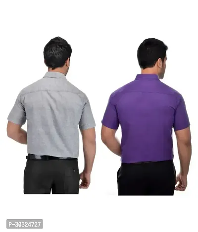 Elegant Multicoloured Cotton  Short Sleeves Casual Shirt For Men Pack Of 2-thumb2