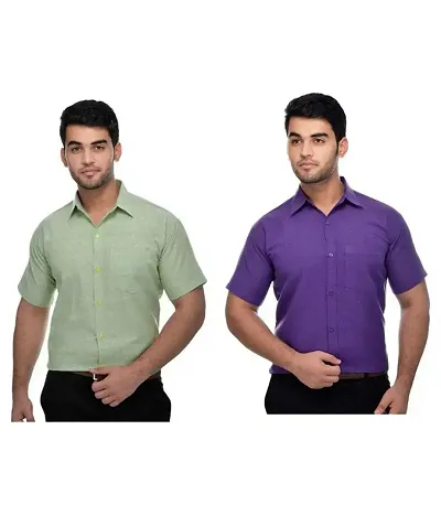 Elegant Short Sleeves Casual Shirt For Men Pack Of 2