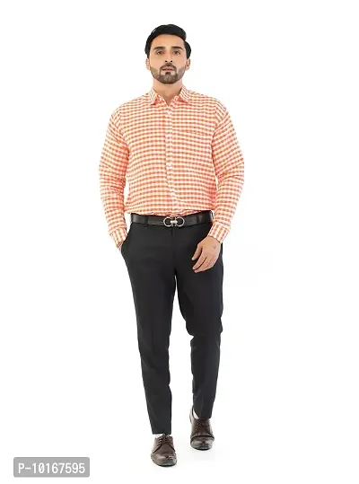 DESHBANDHU DBK Men's Solid Cotton Full Sleeves Regular Fit Shirt (42, Orange)-thumb0