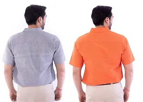 DESHBANDHU DBK Men's Cotton Solid Regular Fit Half Sleeve Combo Shirts (Pack of 2) (44, Grey_Orange)-thumb3