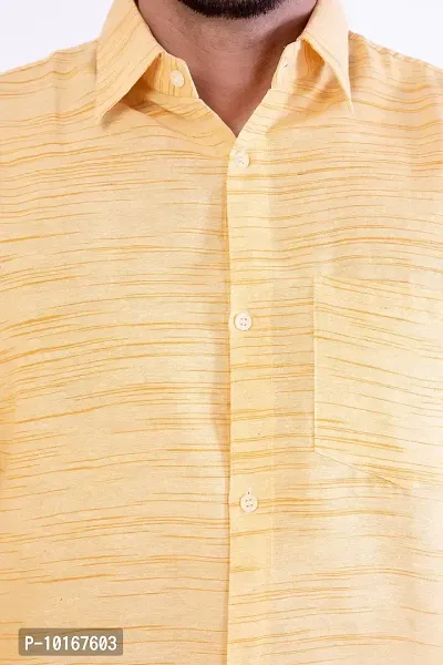 DESHBANDHU DBK Men's Solid Cotton Full Sleeves Regular Fit Shirt (44, Yellow)-thumb2