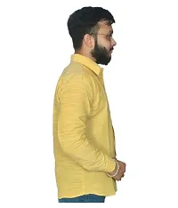 Elegant Yellow Cotton  Long Sleeves Casual Shirt For Men-thumb1