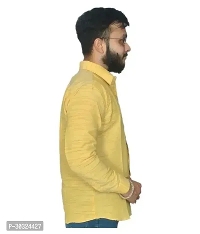 Elegant Yellow Cotton  Long Sleeves Casual Shirt For Men-thumb2