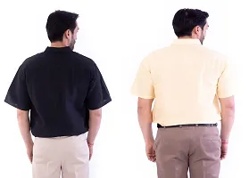DESHBANDHU DBK Men's Plain Solid 100% Cotton Half Sleeves Regular Fit Formal Shirt's Combo (Pack of 2)-thumb1