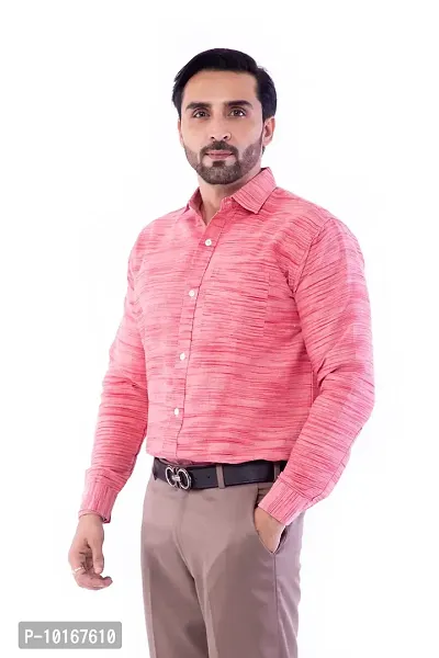 DESHBANDHU DBK Men's Solid Cotton Full Sleeves Regular Fit Shirt (40, Pink)-thumb2