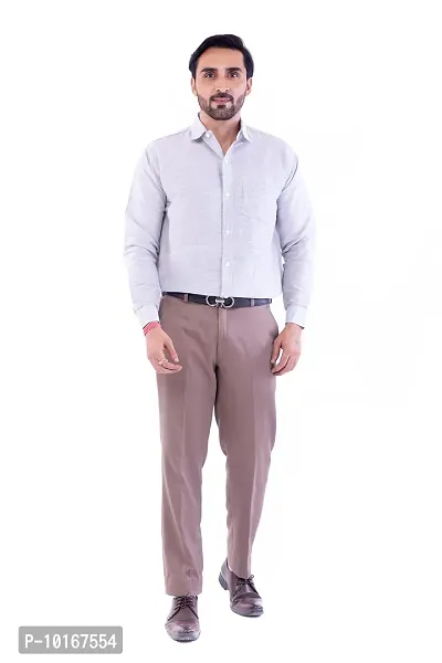 DESHBANDHU DBK Men's Solid Cotton Full Sleeves Regular Fit Shirt (42, Grey)-thumb5