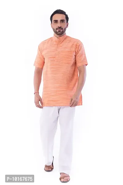 DESHBANDHU DBK Men's Regular Half Sleeves Short Kurta - Casual Ethnic Wear (40, Orange)