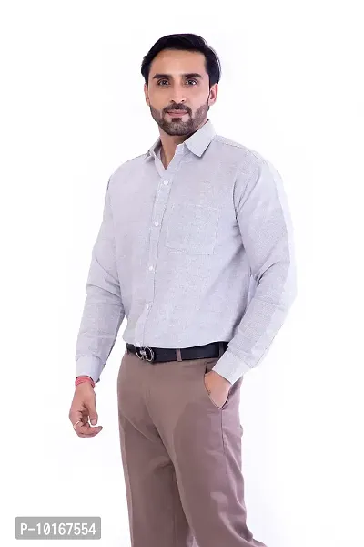 DESHBANDHU DBK Men's Solid Cotton Full Sleeves Regular Fit Shirt (42, Grey)-thumb0
