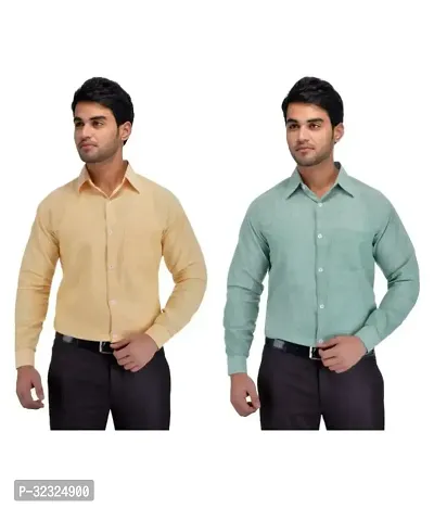 Reliable Multicoloured Cotton Solid Casual Shirt For Men Pack Of 2-thumb0