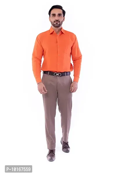 DESHBANDHU DBK Men's Solid Cotton Full Sleeves Regular Fit Shirt (44, Orange)