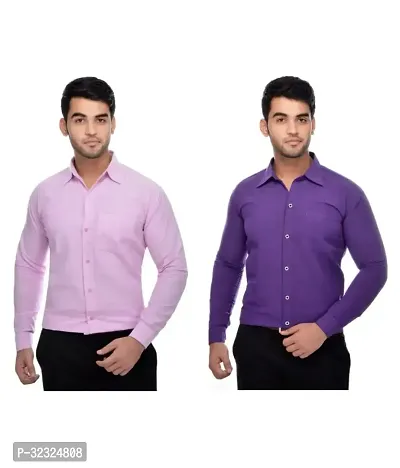 Reliable Multicoloured Cotton Solid Casual Shirt For Men Pack Of 2-thumb0