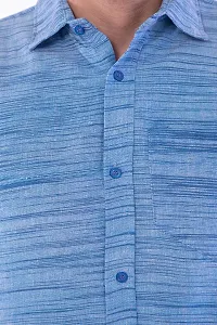 DESHBANDHU DBK Men's Plain Solid 100% Cotton Half Sleeves Regular Fit Formal Shirt's (42, Sky)-thumb1