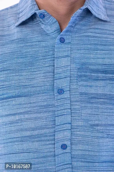 DESHBANDHU DBK Men's Plain Solid 100% Cotton Half Sleeves Regular Fit Formal Shirt's (42, Sky)-thumb2