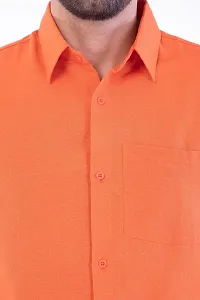 DESHBANDHU DBK Men's Plain Solid 100% Cotton Half Sleeves Regular Fit Formal Shirt's (44, Orange)-thumb1