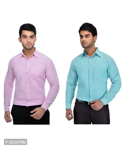 Reliable Multicoloured Cotton Solid Casual Shirt For Men Pack Of 2-thumb0