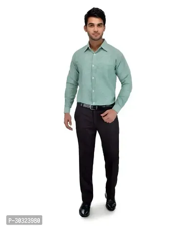 Elegant Green Cotton  Long Sleeves Casual Shirt For Men-thumb4