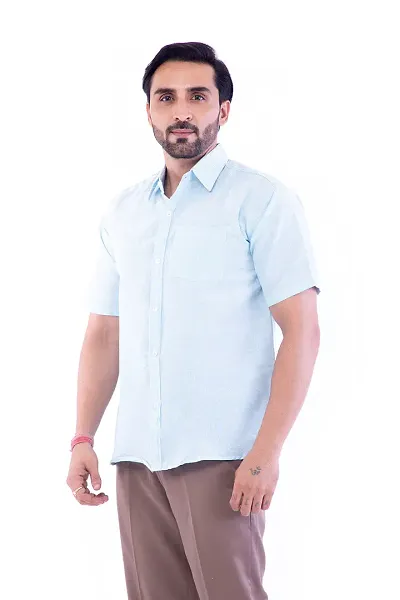 DESHBANDHU DBK Men's Plain Solid 100% Cotton Half Sleeves Regular Fit Formal Shirt's