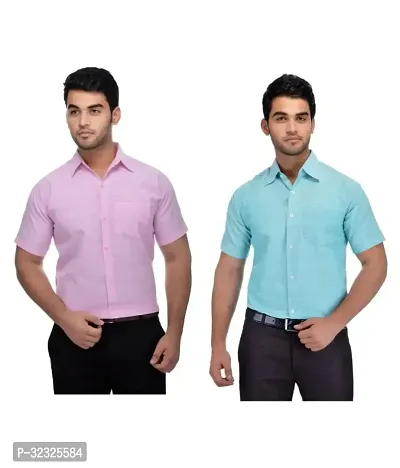 Reliable Multicoloured Cotton Solid Casual Shirt For Men Pack Of 2-thumb0