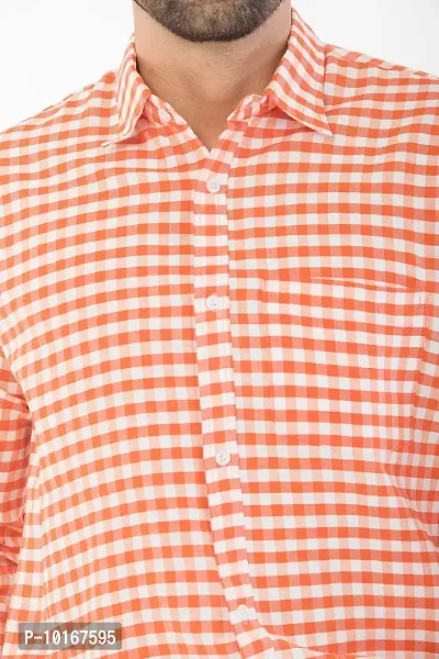 DESHBANDHU DBK Men's Solid Cotton Full Sleeves Regular Fit Shirt (42, Orange)-thumb5