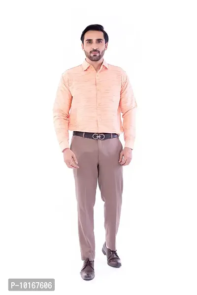DESHBANDHU DBK Men's Solid Cotton Full Sleeves Regular Fit Shirt (40, Orange)-thumb0