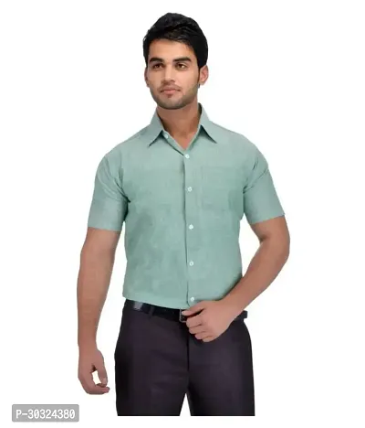 Elegant Green Cotton  Short Sleeves Casual Shirt For Men-thumb0