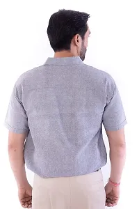 DESHBANDHU DBK Men's Plain Solid 100% Cotton Half Sleeves Regular Fit Formal Shirt's (42, Grey)-thumb1