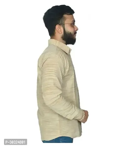 Elegant Yellow Cotton  Long Sleeves Casual Shirt For Men-thumb2