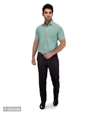 Elegant Green Cotton  Short Sleeves Casual Shirt For Men-thumb4