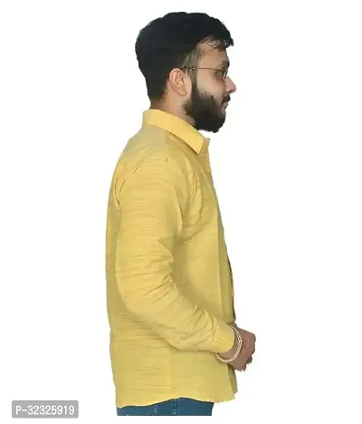 Reliable Yellow Cotton Textured Casual Shirt For Men-thumb2