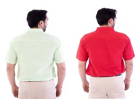 DESHBANDHU DBK Men's Plain Solid Cotton Half Sleeves Regular Fit Formal Shirt's Combo (44, Parrot_RED)-thumb3