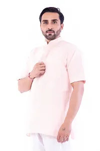 DESHBANDHU DBK Men's Half Sleeve Short Regular Kurta Cotton Ethnic Wear (42, Peach)-thumb2