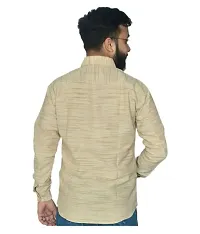 Elegant Yellow Cotton  Long Sleeves Casual Shirt For Men-thumb2