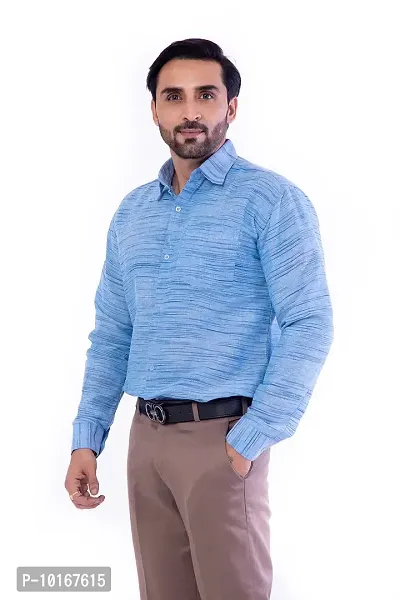DESHBANDHU DBK Men's Solid Cotton Full Sleeves Regular Fit Shirt (42, Sky)