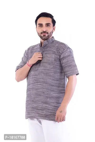 DESHBANDHU DBK Men's Regular Half Sleeves Short Kurta - Casual Ethnic Wear (40, Grey)