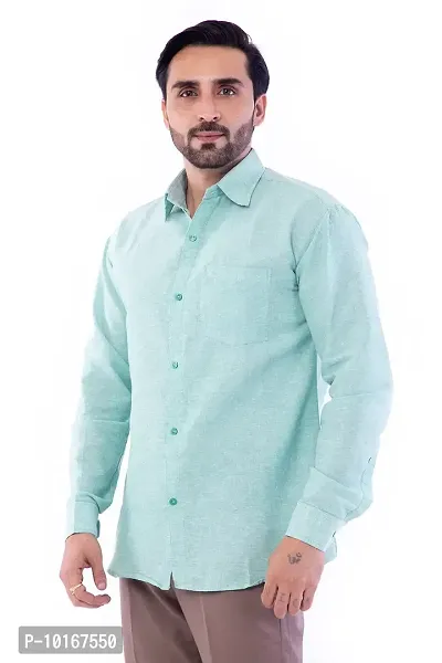 DESHBANDHU DBK Men's Solid Cotton Full Sleeves Regular Fit Shirt (42, Green)