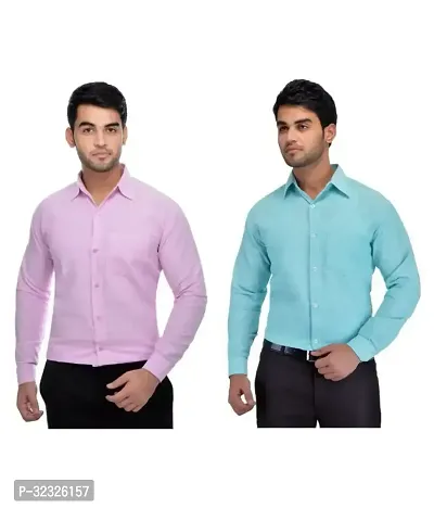 Reliable Multicoloured Cotton Solid Casual Shirt For Men Pack Of 2