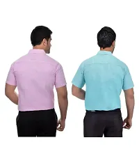 Elegant Multicoloured Cotton  Short Sleeves Casual Shirt For Men Pack Of 2-thumb1