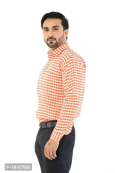DESHBANDHU DBK Men's Solid Cotton Full Sleeves Regular Fit Shirt (42, Orange)-thumb4
