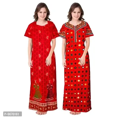 Pack of 2 Women's Cotton Nighty Night Dress | TEC_27_X Large Multicolour