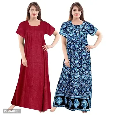 Pack of 2 Women's Cotton Nighty Night Dress | TEC_17_XX Large