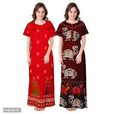 Pack of 2 Women's Cotton Nighty Night Dress | TEC_42_X Large