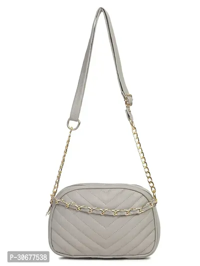 Classic Grey PU Sling Bag For Women-thumb4