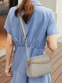 Classic Grey PU Sling Bag For Women-thumb2