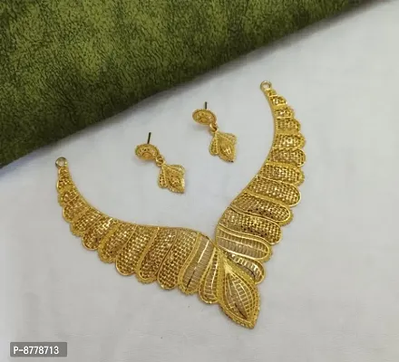 Elegant Alloy Gold Plated Necklace Set With Earring