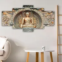 BEST SALES CORPORATION   Set Of Five Gautam Buddha Wall Painting With Frame For Living Room 3D Scenery For Wall (B517X30) Inch.-thumb2