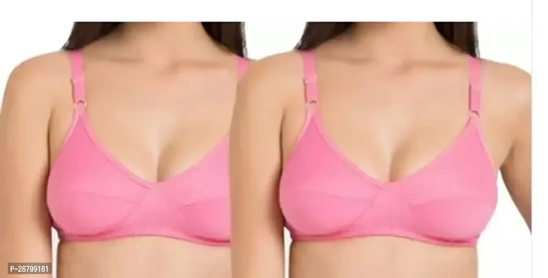 Stylish Pink Cotton Blend Solid Bras For Women Pack Of 2-thumb0